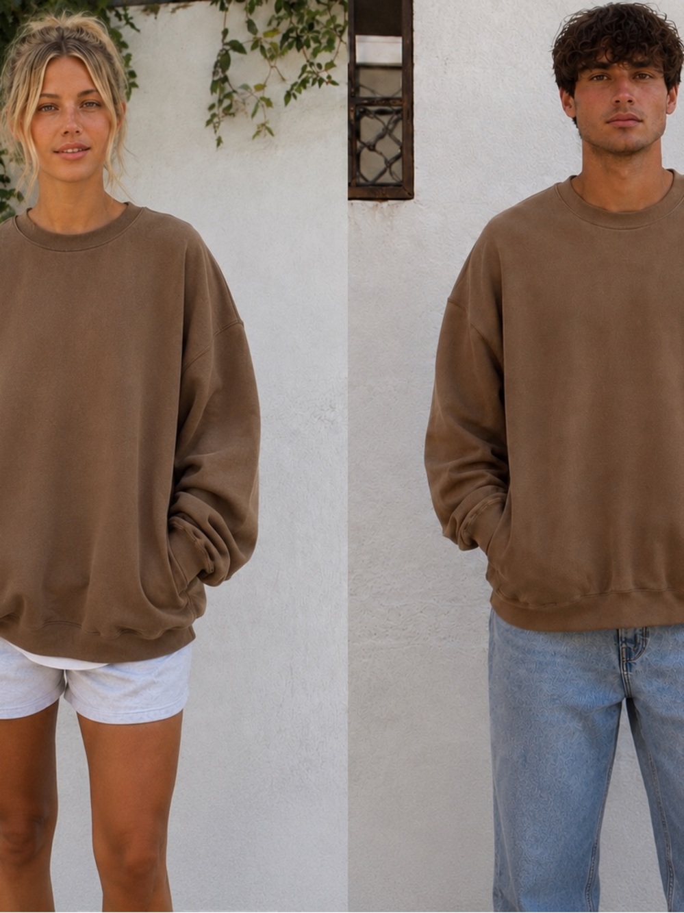 John Galt by Brandy Melville Oversized Crewneck Brown One Size w/ Pockets